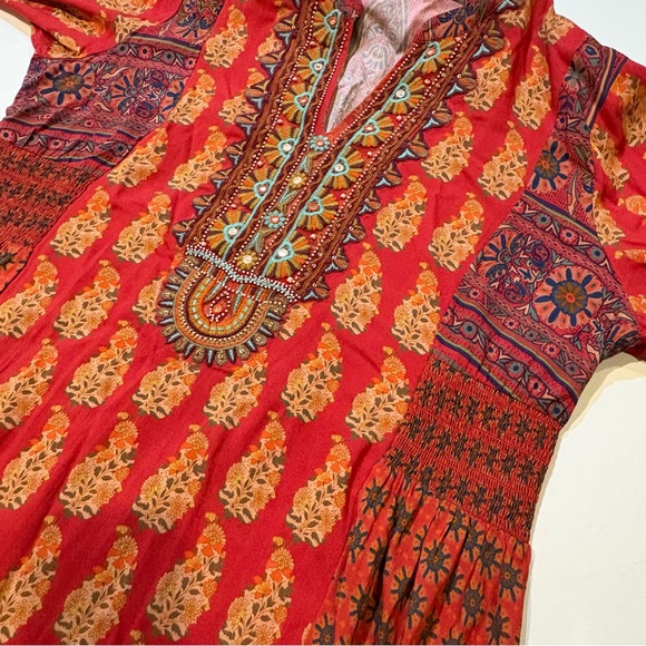 Soft Surroundings Red and Blue Midi Dress size L - Picture 10 of 14